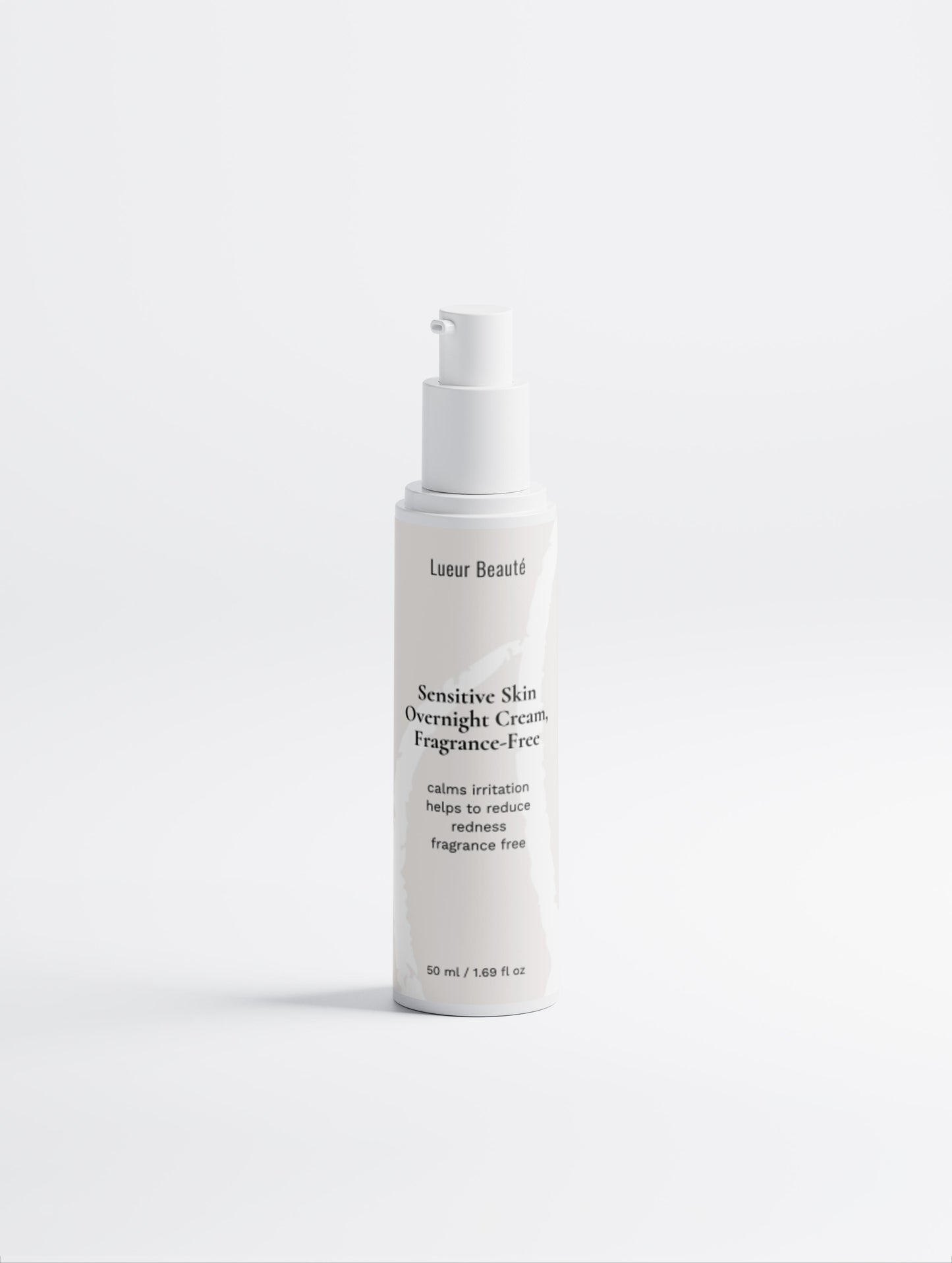 Sensitive Skin Overnight Cream fragrance-free by Lueur Beaute 50ml hydrating night cream for sensitive and redness-prone skin