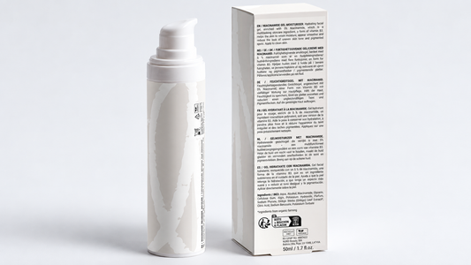 Lueur Beauté Niacinamide Gel Moisturiser packaging with a visible INCI ingredient list
