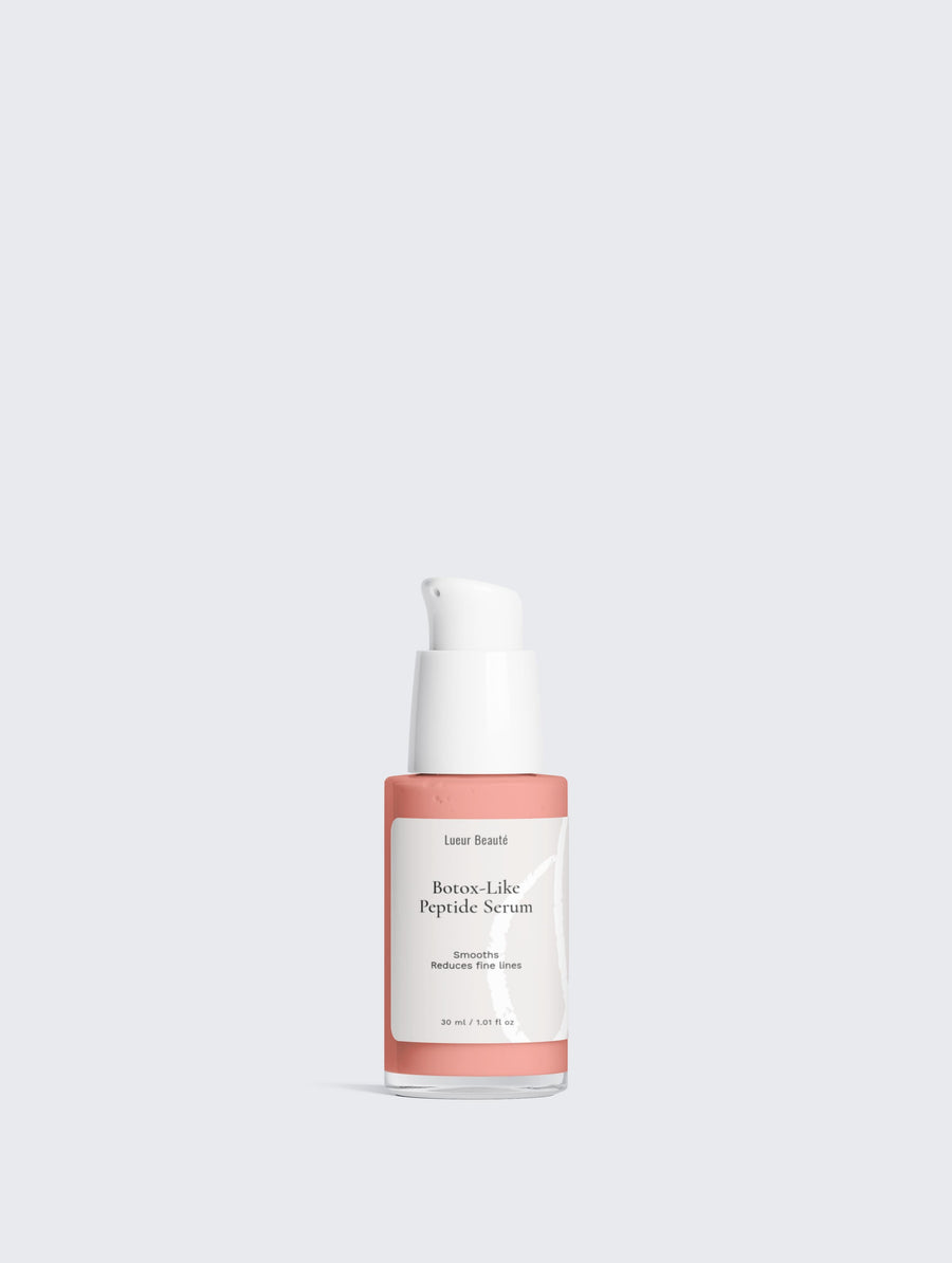 Botox-Like Peptide Serum by Lueur Beauté for anti-wrinkle, firming, and hydrating skin treatment with hyaluronic acid and antioxidants.