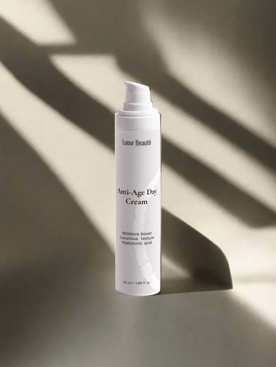 Lumin Beauty Anti-Age Day Cream bottle on a neutral background