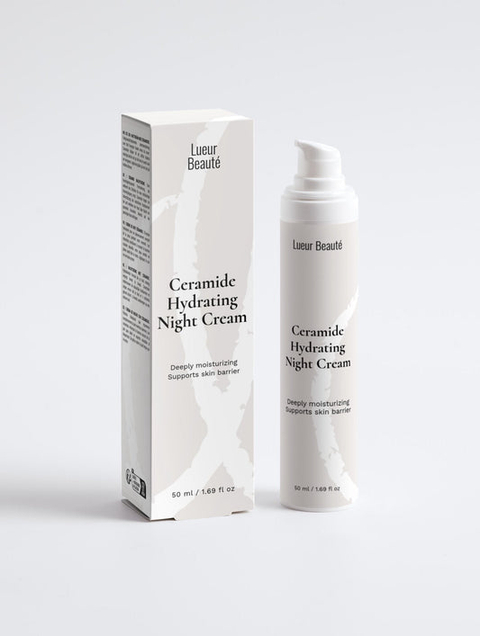 Ceramide Hydrating Night Cream with packaging on a white background