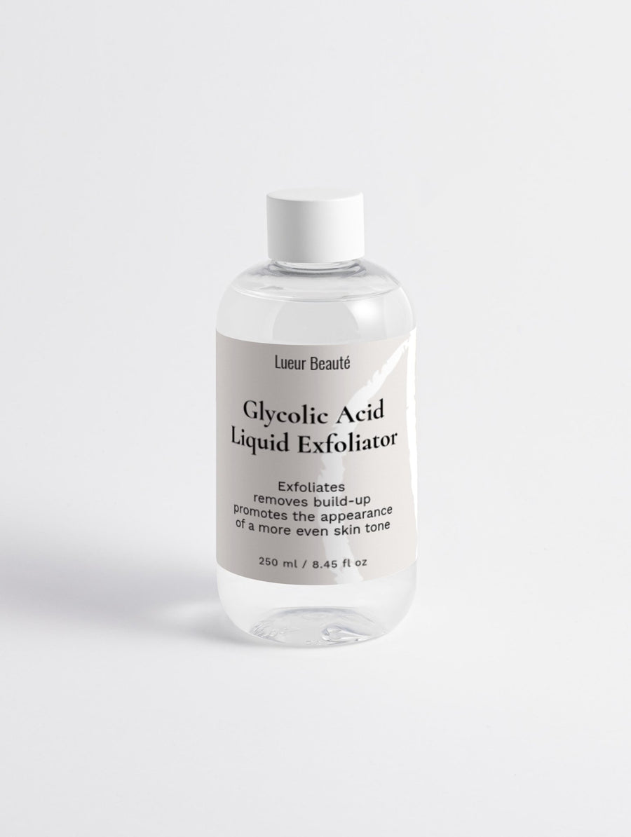 Bottle of Glycolic Acid Liquid Exfoliator on a white background