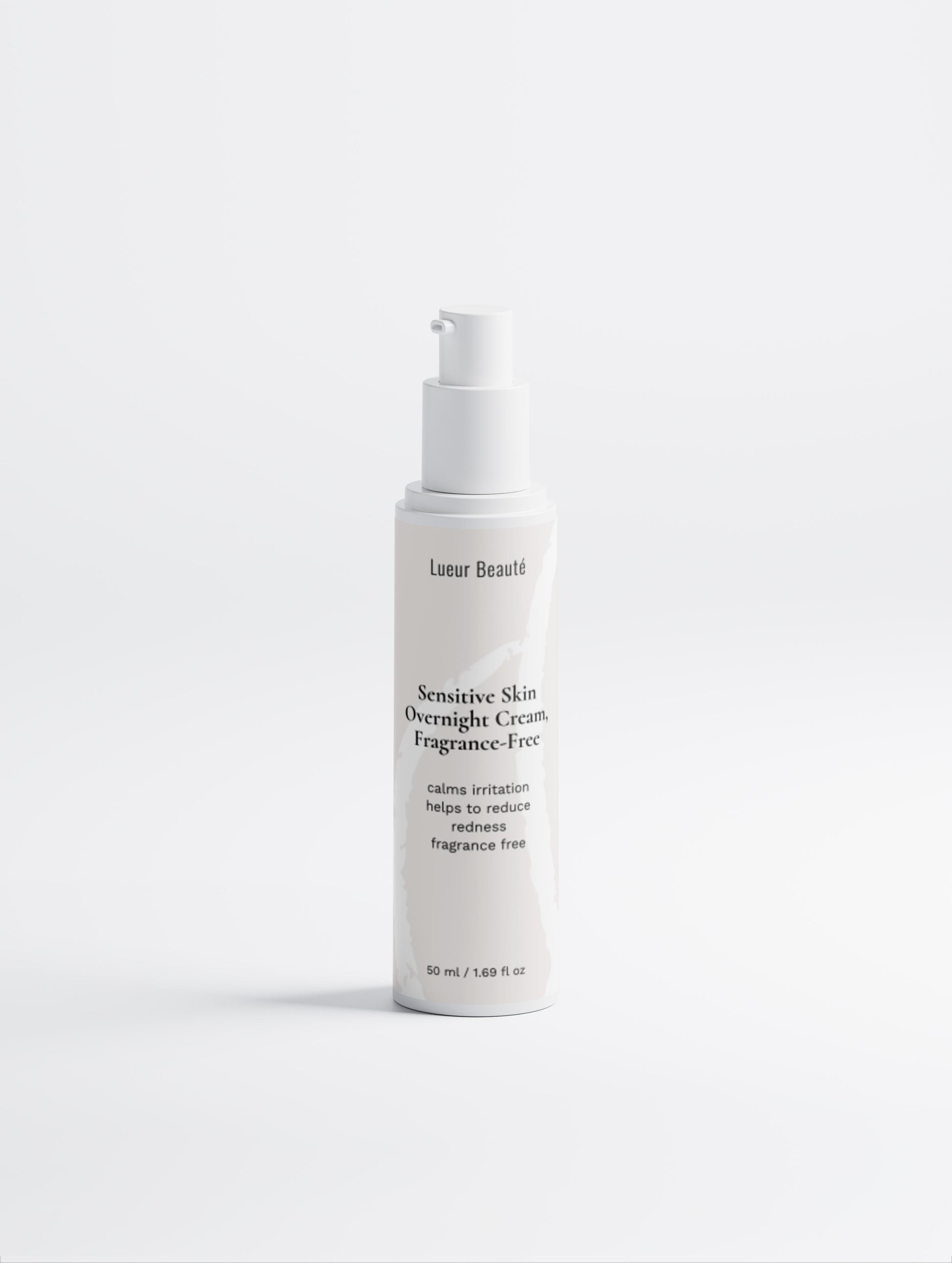 Sensitive Skin Overnight Cream fragrance-free by Lueur Beaute 50ml hydrating night cream for sensitive and redness-prone skin